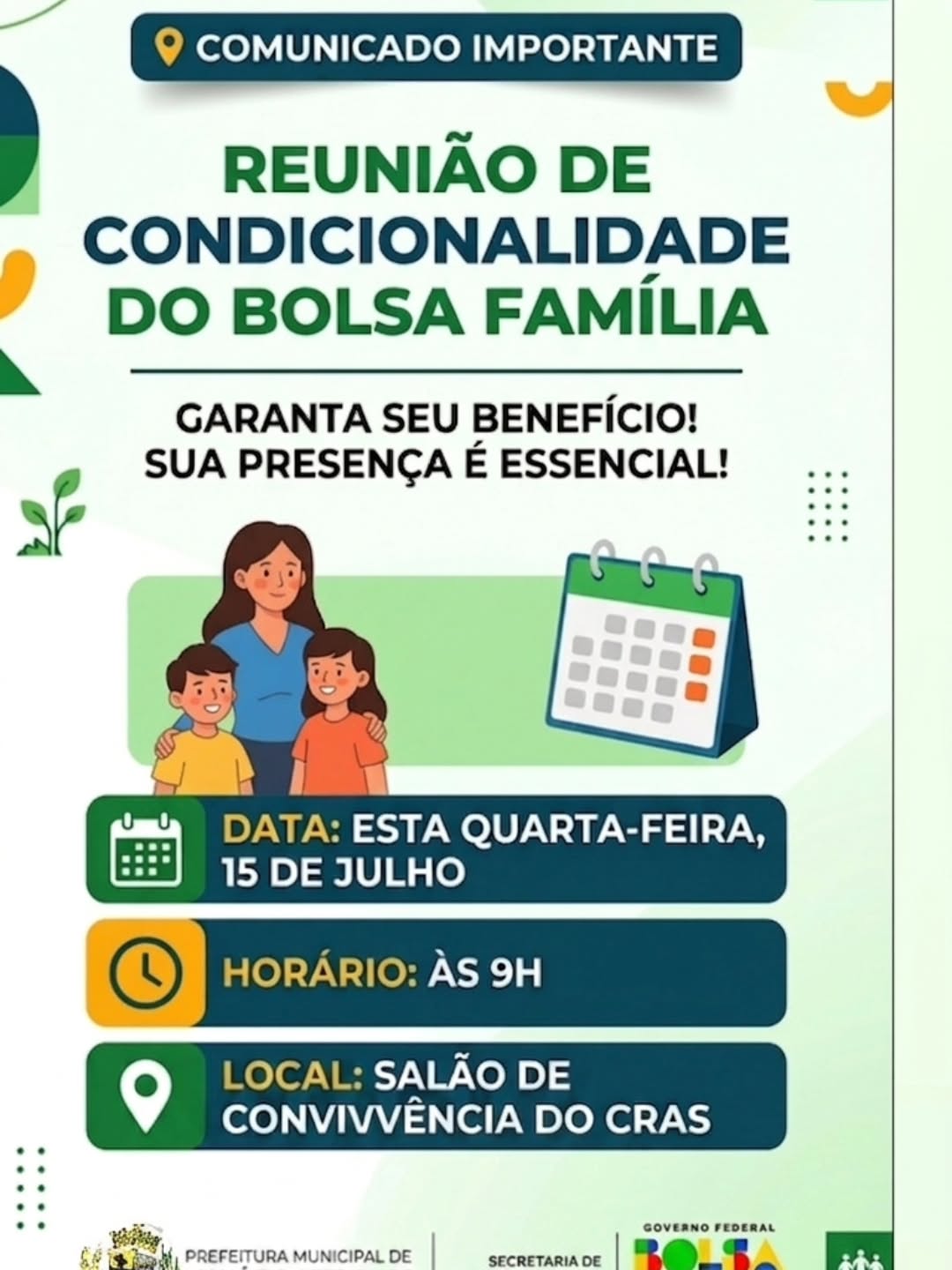 Reunião de Condicionalidade do Bolsa Família acontece nesta quarta-feira em Mauá da Serra