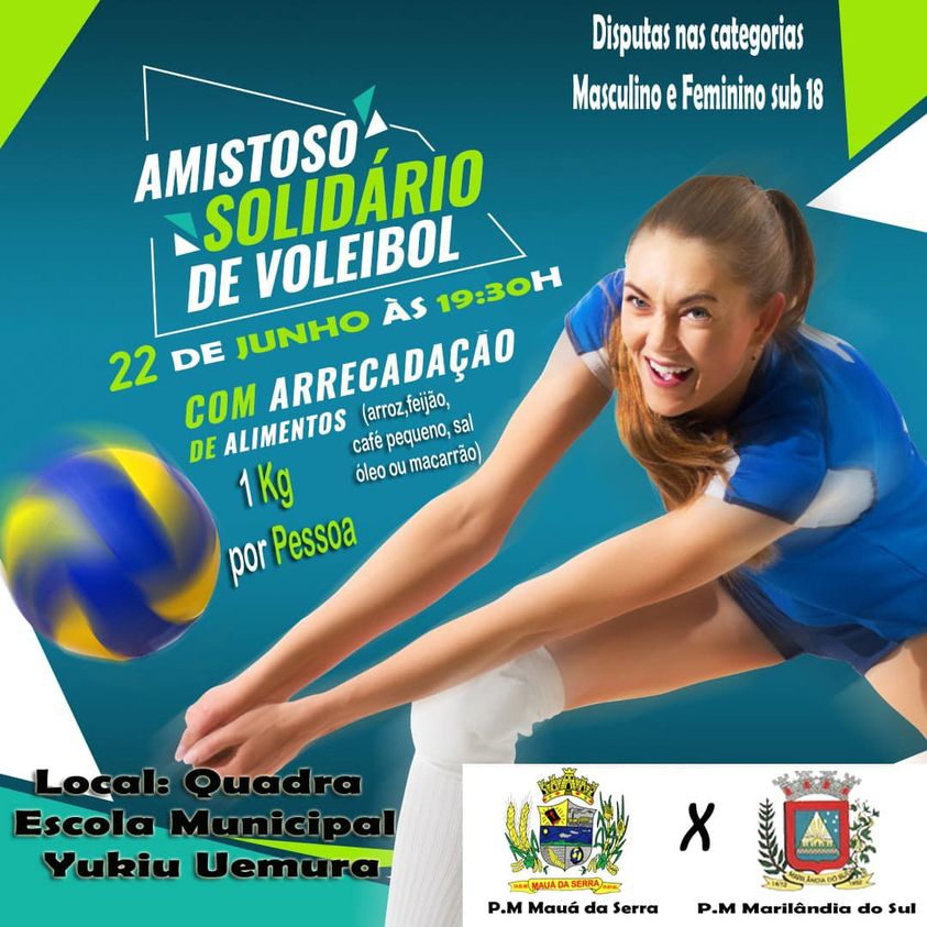 Amanhã dia 22 grande amistoso solidário de voleibol de Mauá da Serra!