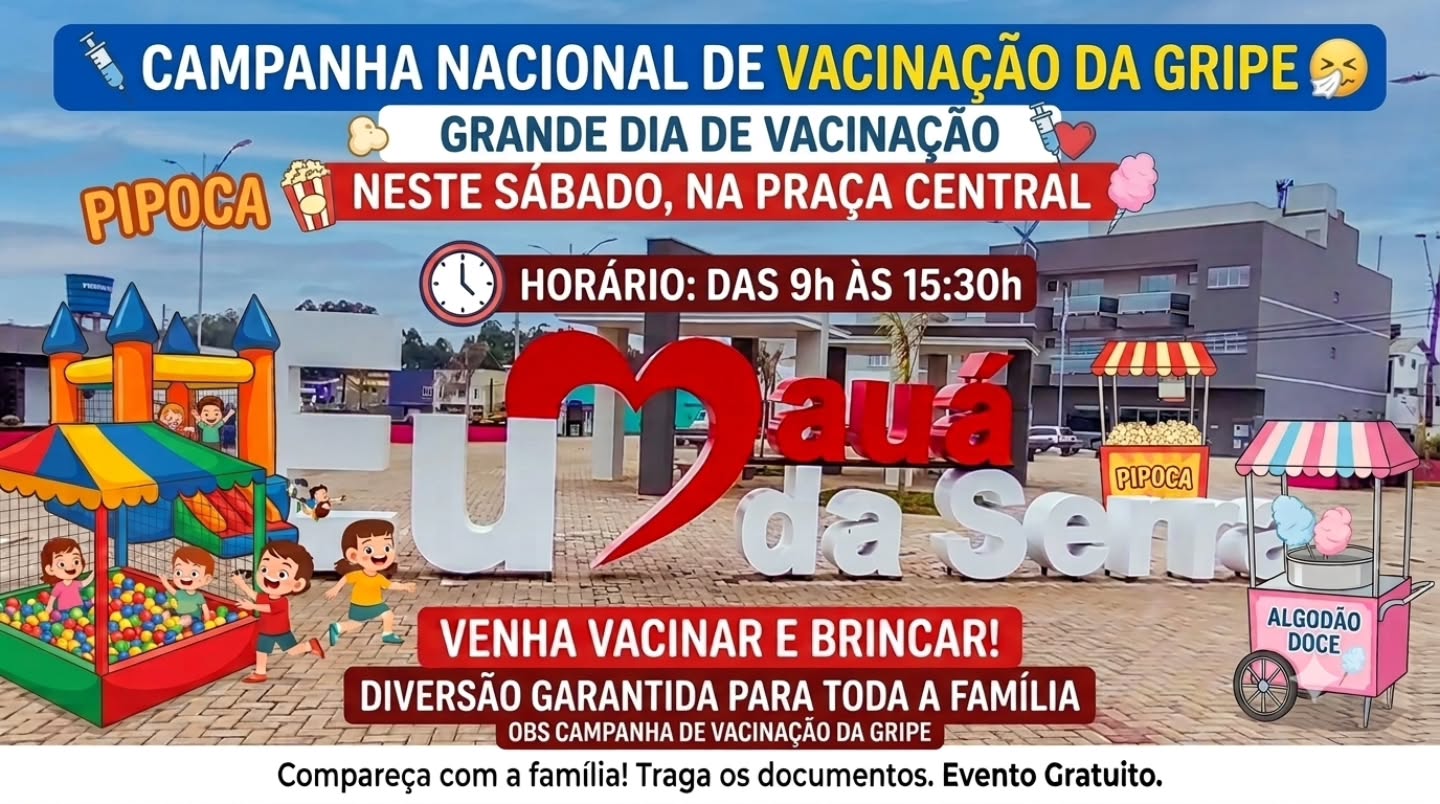 Grande Dia de Vacinação da Gripe acontece neste sábado na Praça Central