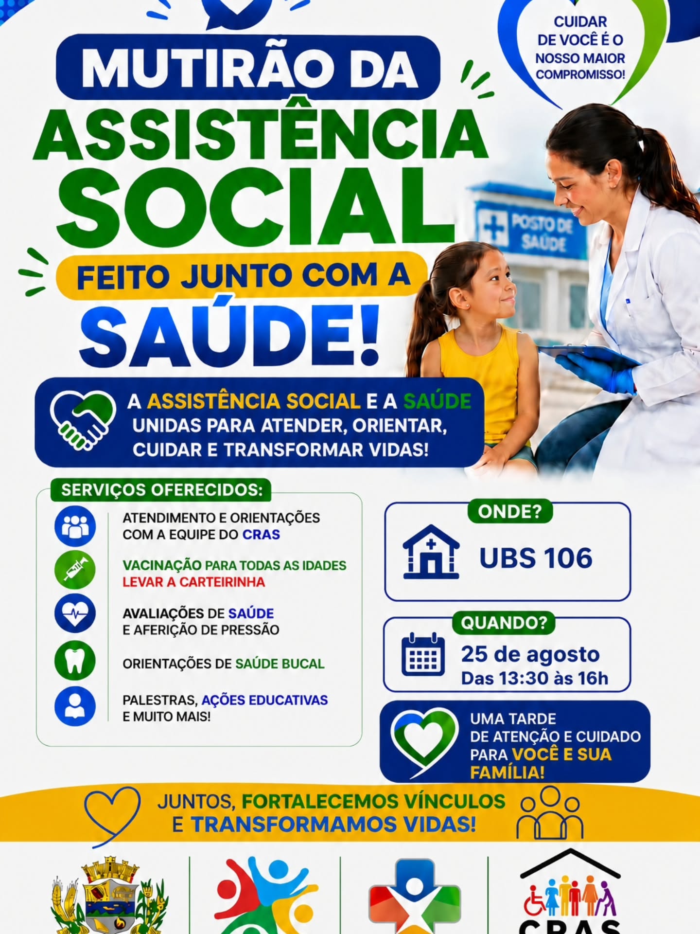 Mutirão da Assistência Social e da Saúde acontece na UBS 106 em 25 de agosto