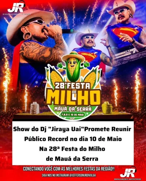 Mauá da Serra Recebe o DJ Jirayauai em Grande Show Nacional no dia 10 de Maio