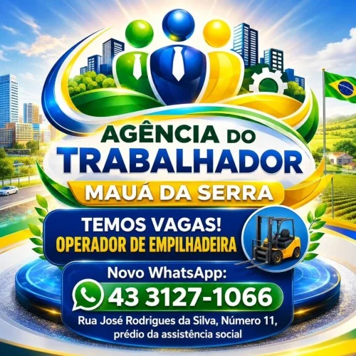 Agência do Trabalhador de Mauá da Serra tem vaga para Operador de Empilhadeira