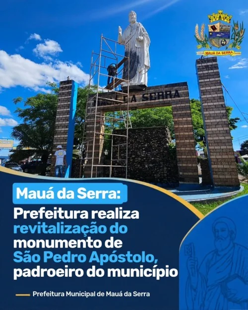 Prefeitura realiza revitalização do monumento de São Pedro Apóstolo, padroeiro do município